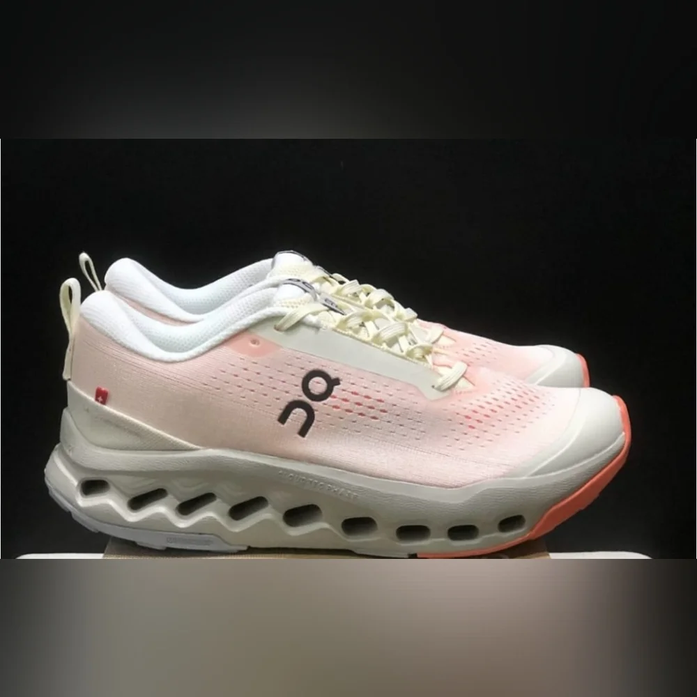 Size 9 On CloudsurferTrail 2. Running Women's White and Coral Athletic Shoes - Picture 2 of 11